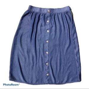 Chambray Midi Button Skirt